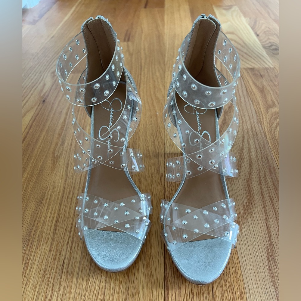 Jessica Simpson Shoes - Jessica Simpson Clear/Silver Heels